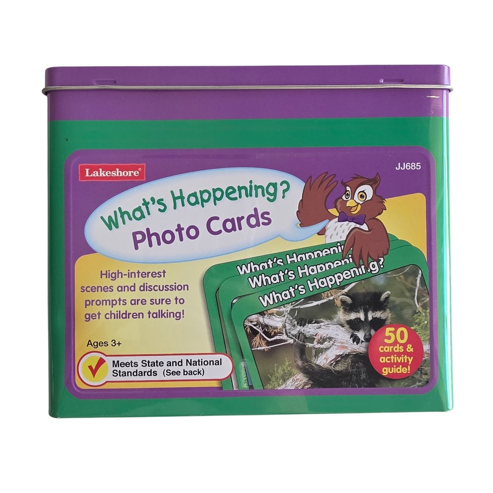 Lakeshore Learning Whats Happening Photo Cards JJ685 Speech Therapy Language Tin